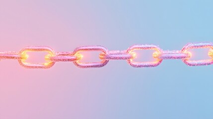 Poster - Abstract Pink and Blue Glowing Metal Chain Link Network Connection