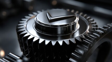 Poster - A metal gear wheel symbolizing confirmation in process efficiency and innovation in engineering and mechanism design