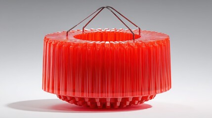 Poster - A bright red lamp on a white background representing operational communication and creative design in modern environments