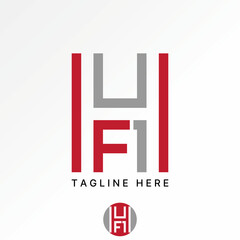 Poster - Logo design graphic concept creative premium vector stock image top sell initial H HF1 font line cut negative space monogram typography business brand