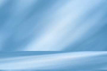 Leinwandbilder - Wall interior background, studio and backdrops show products. with soft light shadow from window color blue and white. background for text insertion and presentation of product	