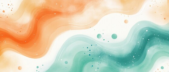 Poster - Fluid Watercolor Swirls in Warm Tangerine and Turquoise