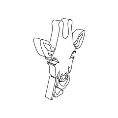 Poster - The outline of a large giraffe head symbol is made with black lines. 3D view of the object in perspective. Vector illustration on white background