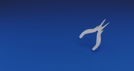 Poster - Isolated realistic white round pliers symbol with shadow. Located on the right side of the scene. 3d illustration on transparent background