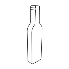 Poster - The outline of a large beer bottle symbol is made with black lines. 3D view of the object in perspective. Vector illustration on white background