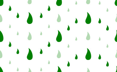 Poster - Seamless pattern of large and small green flame symbols. The elements are arranged in a wavy. Illustration on light green background