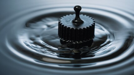 Poster - A unique water drop featuring a black and white design at the center of a ripple effect illustrating artistic expression