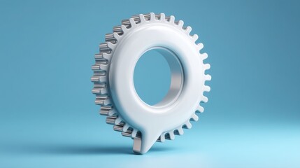 Poster - A detailed gear wheel inside a chat bubble representing the concept of support and automation in modern communication