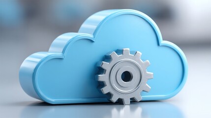 Poster - Cloud with an intricate gear wheel inside symbolizing the fusion of technology and nature in modern solutions
