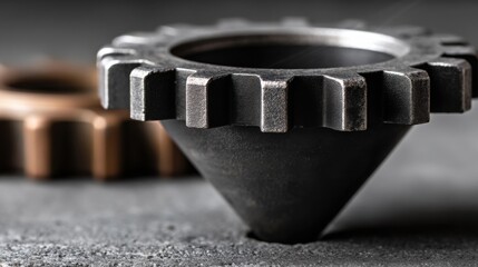 Poster - mechanical gear wheel representing engineering principles and input processing in technological inno