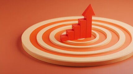 Poster - Red arrow hitting the center of a symbolizing driven progress and success in a competitive environment