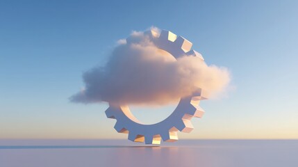Poster - Cloud against a blue sky background representing freedom and innovation in workflow processes in modern technology