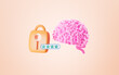 © 婷婷 季 - Cartoon brain and lock, The concept of human fixed mindset and locked human brain, 3d rendering.