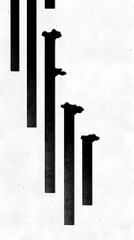 Poster - Abstract Black and White Vertical Lines on Grainy Background