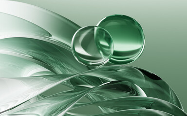 Poster - Abstract curved background of transparent glass, 3d rendering.