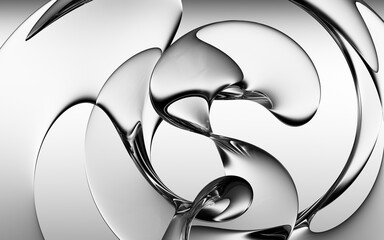 Poster - Abstract curved background of transparent glass, 3d rendering.