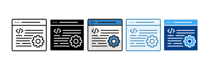 Web Development Icon Set Multiple Style Collection