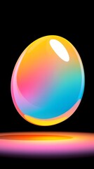 Poster - Abstract Colorful Egg Shape Floating Above Dark Background