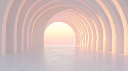 Poster - Abstract Concentric Archway Tunnel with Pink Sunset Light