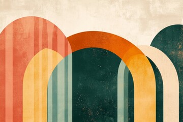 Poster - Muted Terracotta and Emerald Abstract Landscape Print