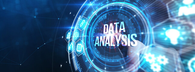 Wall Mural - Data Analysis for Business and Finance Concept. Information report for digital business strategy. Business, technology, internet and networking concept.