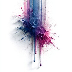 Poster - A Colorful Cascade: An Abstract Expression of Flowing Pink and Blue Paints on a Clean White Backdrop.