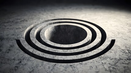 Poster - Abstract Grey Stone Spiral Circles 3D Rendering