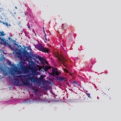 Aufkleber - Explosive Collision of Colors: An Abstract Image Featuring Splashes of Pink, Purple, and Blue Paint Against a White Backdrop