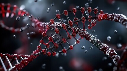 Poster - Dna unzipping process illustrated digital artwork science concept abstract environment close-up view