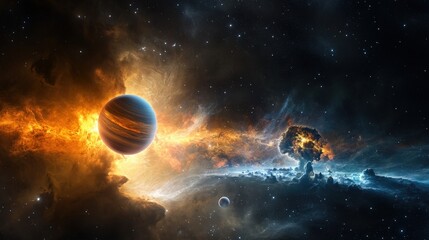 Aufkleber - Exoplanet formation event outer space digital art cosmic environment sci-fi viewpoint celestial concept