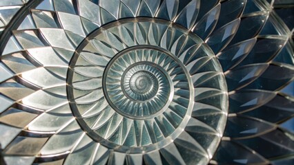 Poster - Intricate spiral design with reflective glass pieces creating a mesmerizing pattern.
