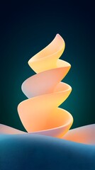 Poster - Abstract Spiral Pasta Composition with Teal Background