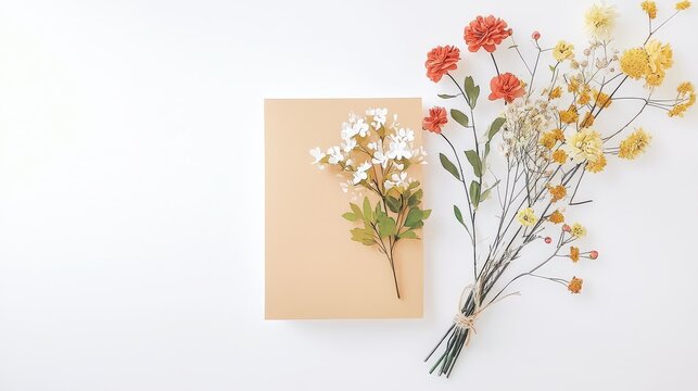 Minimalist thank you greeting card with hand-lettered text and floral accents