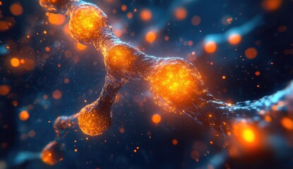 Poster - abstract dna molecular structure with glowing particles