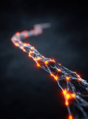 Poster - abstract glowing network stream with orange lights