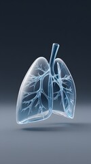 Poster - Photorealistic lungs made of transparent glass, delicate alveoli network inside, smooth and glossy, floating against a pure black background, high-resolution with copyspace
