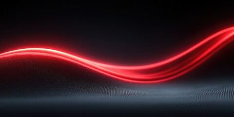 Fototapete - Abstract Red Light Wave Effect On Dark Background