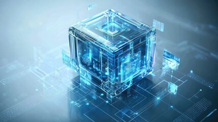 Poster - Digital cube,  complex tech,  futuristic design