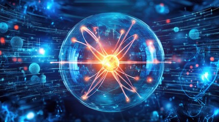 Poster - Atomic structure visualized with complex data overlay