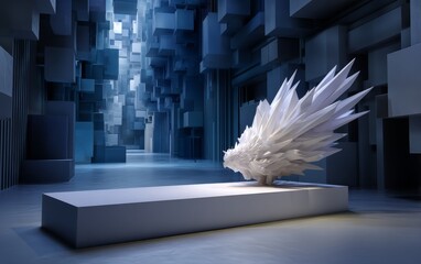 Poster - Abstract White Lines High Detail 3D Three-Dimensional Space Futuristic Design
