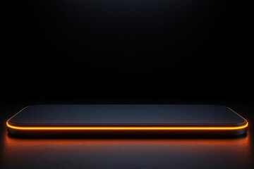 Poster - Sleek Rectangular Object with Orange Glow on Dark Background