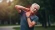 © Dont worry - Mature Man Experiencing Neck And Shoulder Discomfort Outdoors