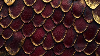 Poster - Detailed close-up of textured red and gold dragon scales showcasing craftsmanship and artistic design