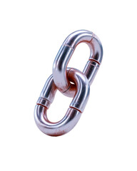 Aufkleber - Two interlinked metallic chain links isolated transparent background 3d render of a shiny copper chain