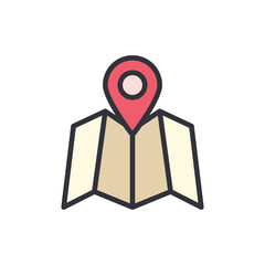 Poster - Stylized Map with Location Pin Icon on a White Background for Navigation
