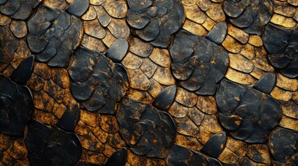 Poster - Close look at intricate reptile scales showcasing natural patterns in dark and light tones