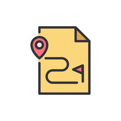 Poster - Illustration of a navigational map with a path and destination marker