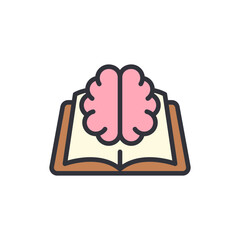 Poster - Creative intellect depicted by brain positioned atop a book, symbol 