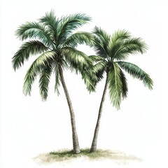 Two palm trees illustration on a white background