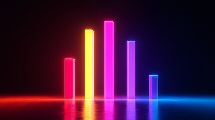 Fototapete - Sleek Futuristic Bar Chart with Neon Glow for Modern Data Analytics